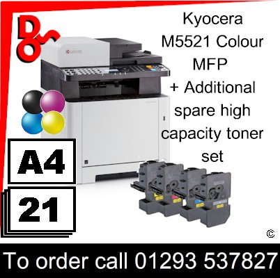 "Special Offer" NEW Kyocera M5521cdn Colour A4 MFP Printer plus a spare toner set UK Next day delivery for sale Crawley, West Sussex & Surrey